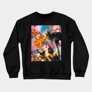 Fire Breathing Dinosaur, Cat In Space Crewneck Sweatshirt